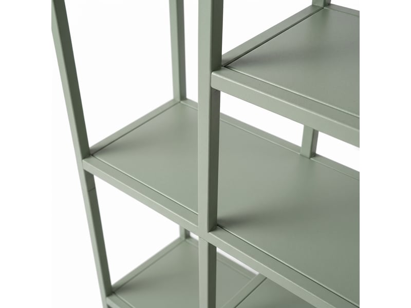 Padma - libreria freestanding a 6 ripiani 80x163,5x30 cm scaffale per soggiorno, ufficio in metallo salvia - Conforama C