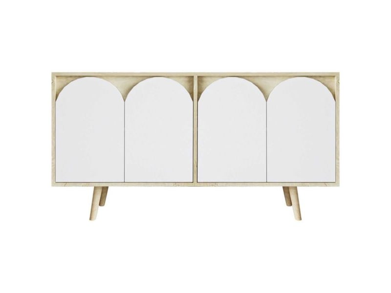  Buffet 4 portes en aggloméré venezia chêne et blanc  - Conforama D