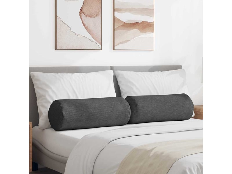  Lot de 2 coussins d'accent, coussins décoratifs, coussins lombaires gris foncé ø 25 x 70 cm cf56738  - Conforama B