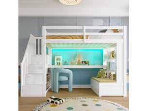 Lit mezzanine 90x200 cm <strong>HAVRYA</strong>  <strong></strong> coloris blanc