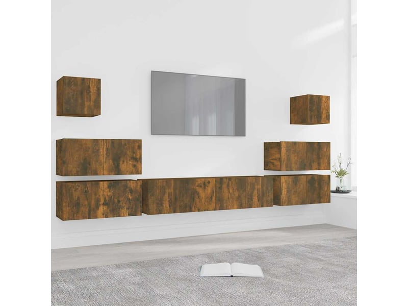  Ensemble de meubles tv 8 pcs chêne fumé bois d'ingénierie shl64310  - Conforama B