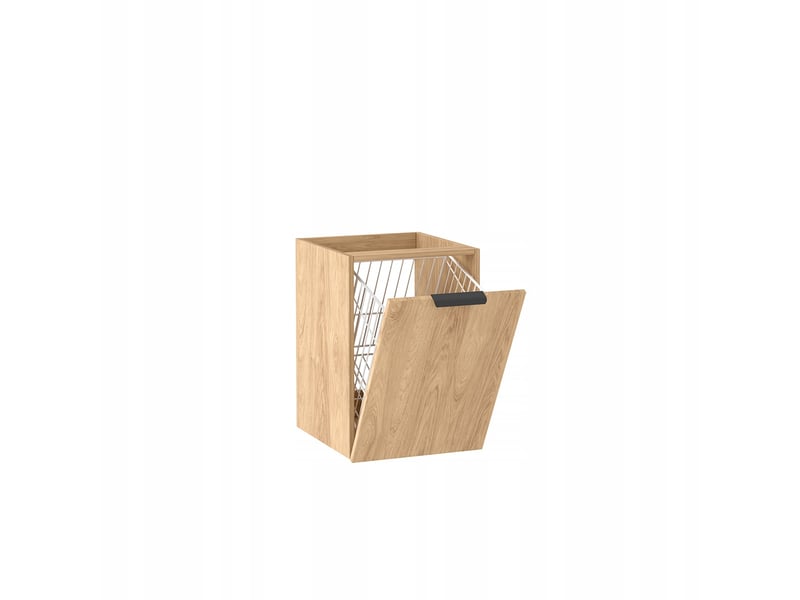  Meuble sous vasque suspendu avec panier à linge luna effet chêne hikora 100 cm  - Conforama R