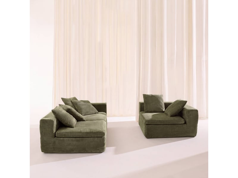  Canapé modulable tissu chenille 4 places vert - movi  - Conforama C