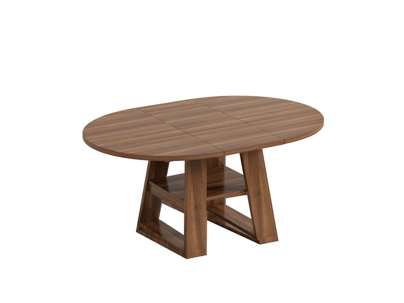 Table à manger ronde extensible 110150x110 cm coloris noyer avec rangement - Conforama A