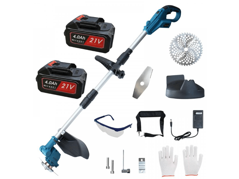 Taille-haie débroussailleuse sans fil 650w, 2 batteries 2000 mah, lames 9 (circulaire 40t et losange), écran d'affichage numérique, outil robuste et polyvalent pour jardin - Conforama A