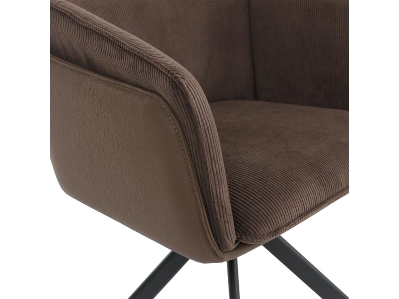 Lot de 6 chaises de salle à manger hwc-r24, chaises de cuisine, pivotantes, en métal, similicuir, tissuvelours - marron foncé - Conforama E