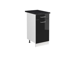 Vicco meuble bas sous-évier, noir haute brillanceblanc, 40cm plan de travail anthracite