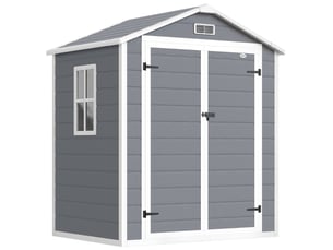 Abri de jardin métal 183x134x210 cm – gris – double porte verrouillable, fenêtre et aération latérale