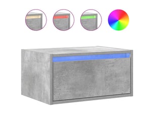 Table de chevet, table d'appoint murale avec lumières led gris béton shl72400