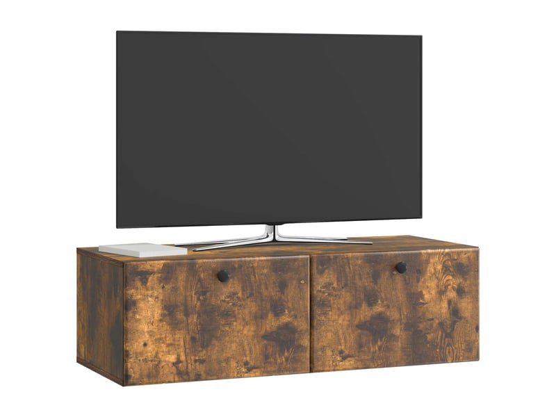  Meuble tv - banc tv - meuble de rangement mural 98 x 41 x 30 cm chêne fumé bois d'ingénierie  - Conforama C