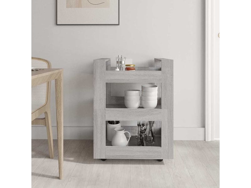  Desserte de cuisine, chariot de rangement sonoma gris 60x45x80 cm bois d'ingénierie shl4375  - Conforama C