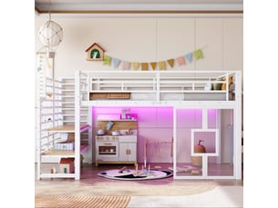 Lit mezzanine 90x200 cm <strong>MERAX</strong>  <strong>lit enfant blanc</strong> coloris blanc