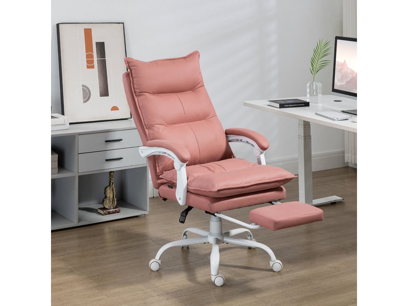 Fauteuil de bureau massant et chauffant, chaise de bureau, hauteur réglable, dossier inclinable, 66x74x121,5cm rose - Conforama D