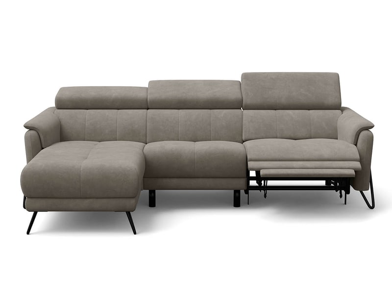 Canapé d'angle 4 places roden avec relax, tissu velours beige RODEN - Conforama C