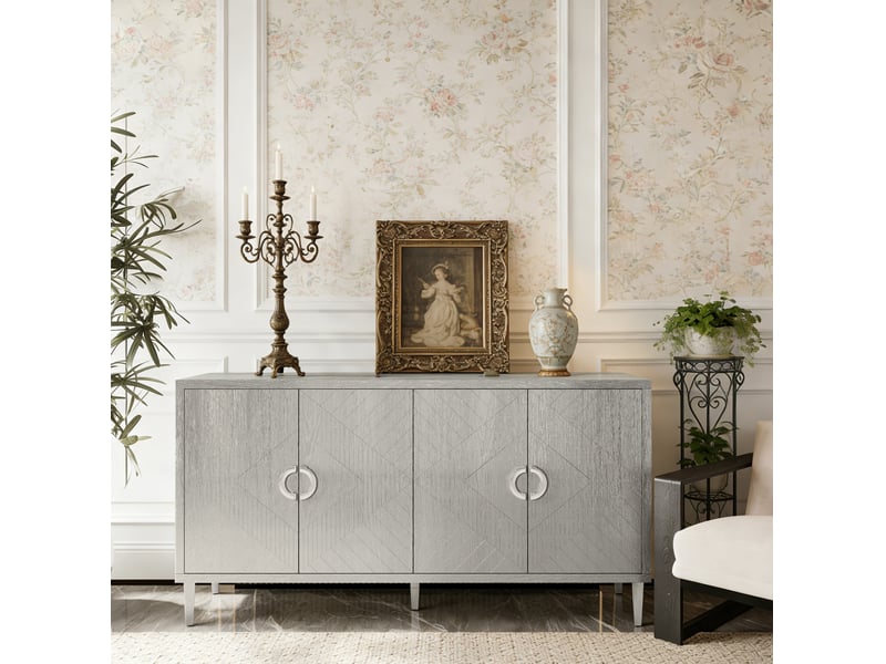  Buffet bas 4 portes en mdf – champagne – 152 x 40 x 82,5 cm  - Conforama C