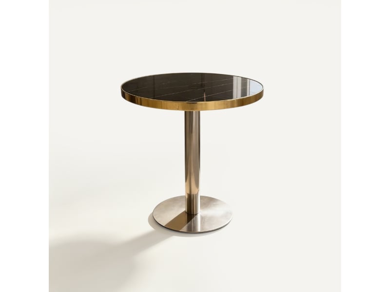  Table d’appoint ronde moderne – plateau noir aspect marbre uv – ø 60 x h 73,7 cm  - Conforama A