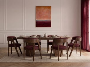 Bobochic ensemble prado avec table à manger extensible avec rangements 120 à 204 cm + lot de chaises bastide placage chêne massif rouge
