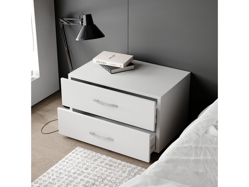  Table de chevet clasi - avec 2 tiroirs - moderne - 74x52x35 cm - blanc CLASI - Conforama C