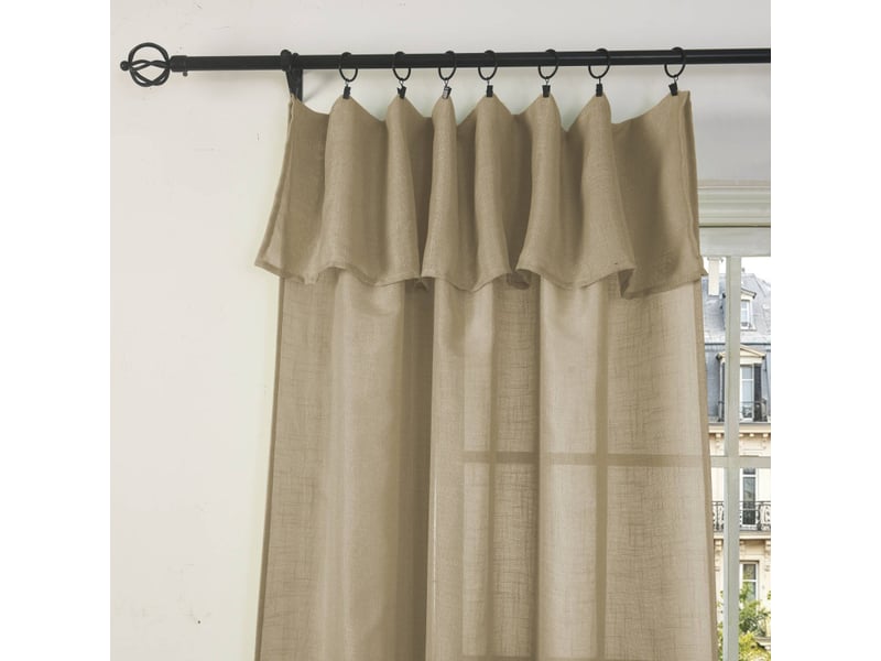 Lot de 2 voilages ajustables + 8 anneaux pince 140 x 270 cm evasion polyester effet lin - Conforama C