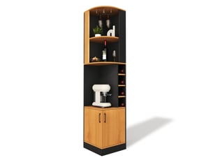Buffet de cuisine d’angle 40x40x182 cm avec porte-verres et rangement noir