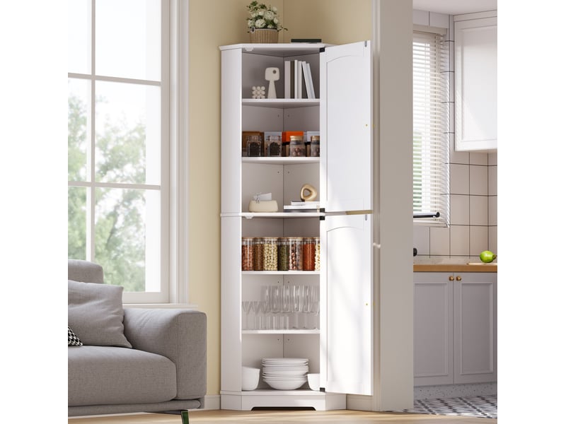  Armoire d'angle 42x42x166 cm 2 portes et tablettes réglables mdf blanc  - Conforama C
