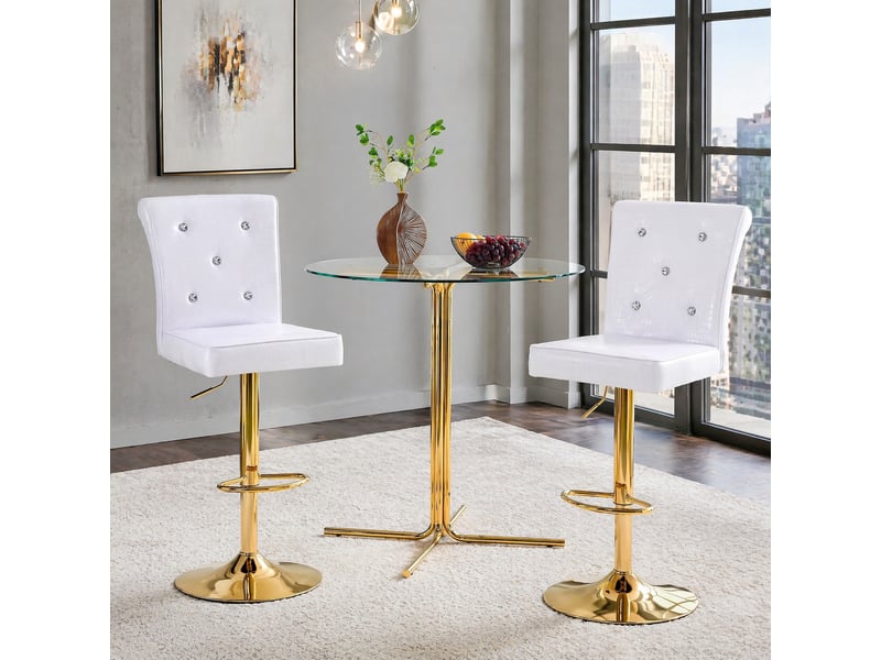  Chaises de salle à manger lot de 2 effet crocodile - lpospi - boutons cristal, assise rembourrée, pvc - blanc  - Conforama C