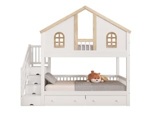 Lit superposé 90x200 cm <strong>MERAX</strong> <strong>lit enfant bicolore</strong> coloris bicolore