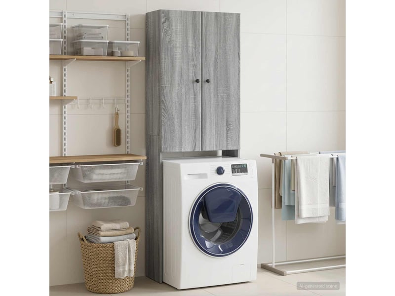  Armoire de toilette, meuble de toilette breda sonoma gris 66x25.5x190 cm  - Conforama C