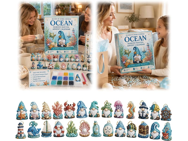  Calendrier de l'avent diamond painting 24 jours – pendentifs gnomes à réaliser soi-même-style 2  - Conforama B