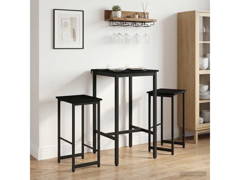  Lot de 2 tabouret de bar, chaise de bar chêne noir 40x32x74 cm shl20596  - Conforama B