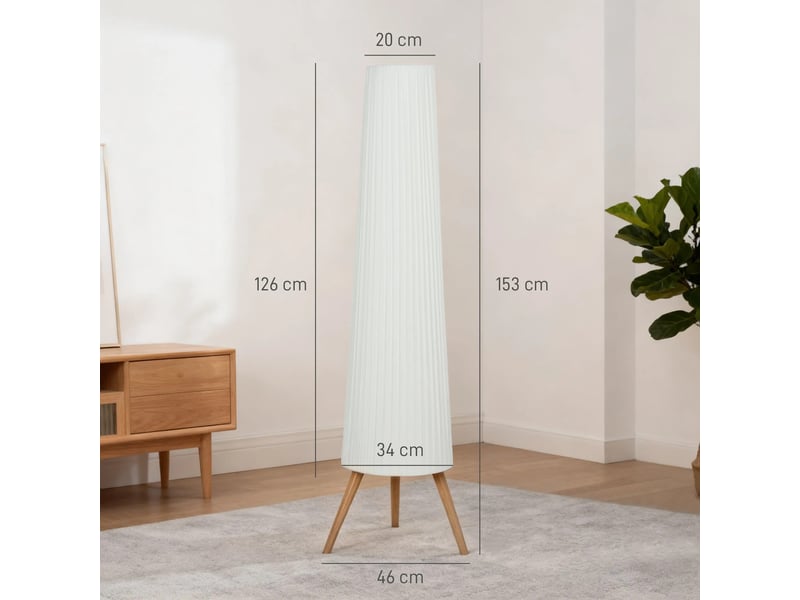  Lampadaire trépied blanc à luminosité réglable, 3 niveaux d'éclairage pour salon et chambre  - Conforama E