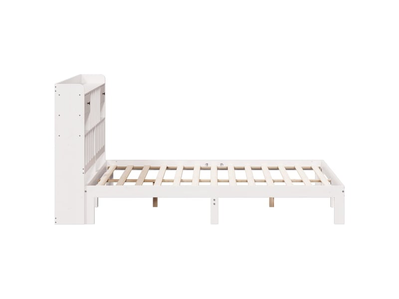  Lit double- lit adulte -  lit bibliothèque sans matelas blanc 180x200 cm bois pin massif  - Conforama D