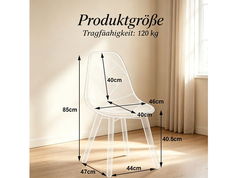  Lot de 8 chaises de salle à manger 46x40 cm – multicolore – revêtement patchwork en tissu moderne  - Conforama C