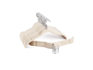 Lot de 20 cintres en velours pour chemises et robes – ivoire, antidérapants et élégants pour dressing et garde-robe