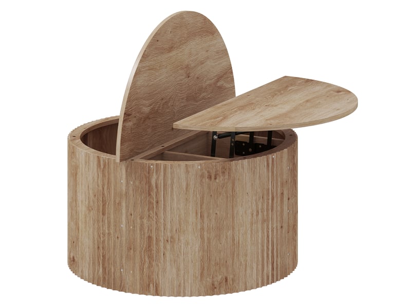  Table basse relevable, bois naturel, table de salon avec compartiment caché et plateau à fermeture douce  - Conforama B