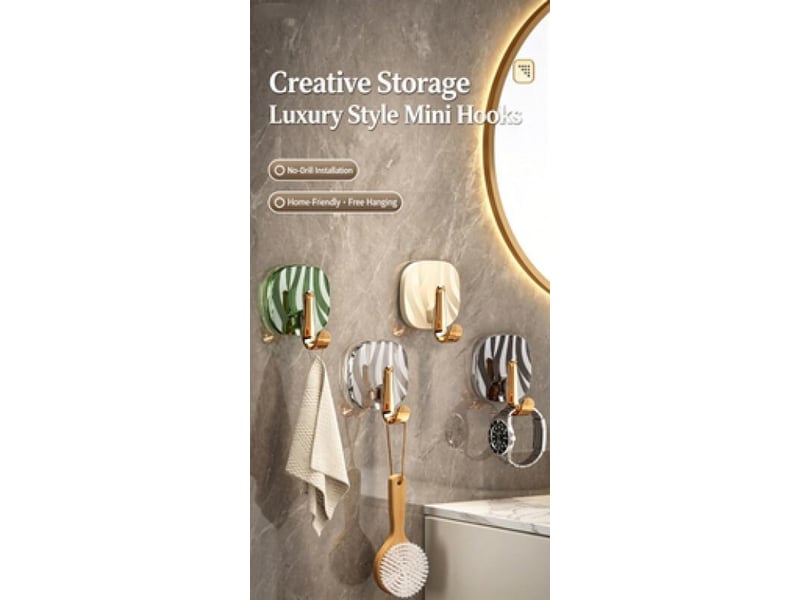  Quatre crochets en acrylique auto-adhésifs, adaptés aux salles de bains, cuisines, chambres, rangement étanche, noir transparent ZYS02158LHY - Conforama E