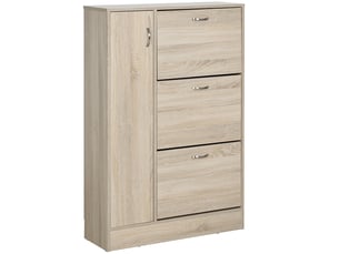 Meuble à chaussures 2 en 1 avec rangement parapluies, étagère réglable 2 niveaux, capacité 12 paires, 79 x 26 x 120 cm, aspect bois