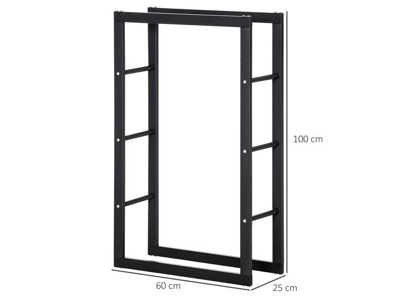  Porte-bûches vertical en métal, charge 100 kg, intérieur et extérieur, 60 x 25 x 100 cm  - Conforama E