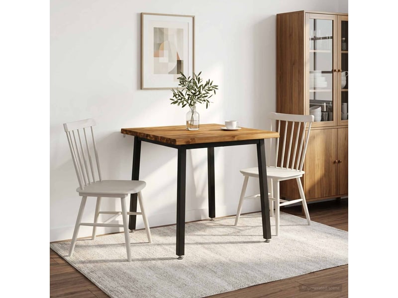  Table à manger 80x80x75 cm bois d'acacia massif naturel et noir carré shl33410  - Conforama B