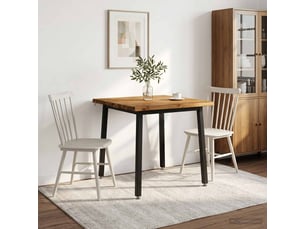 Table à manger 80x80x75 cm bois d'acacia massif naturel et noir carré shl33410