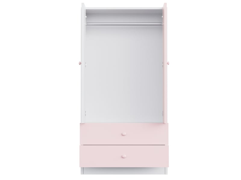  Armoire tcqpz 70 x 40 x 170 cm 2 portes 2 tiroirs espace penderie rose et blanc mdf et contreplaqué  - Conforama E