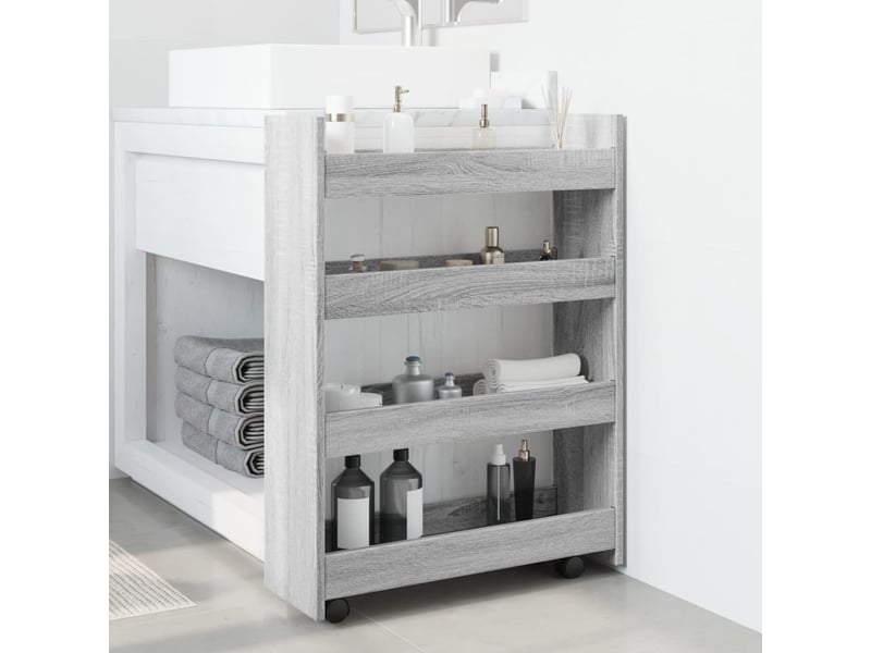 Chariot de rangement étroit pour bureau 4 niveaux sonoma gris  - Conforama C