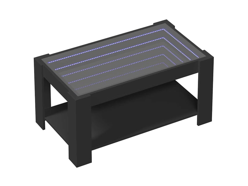  Table basse - table de salon - table à thé avec led noir 93x53x45 cm bois d'ingénierie  - Conforama C