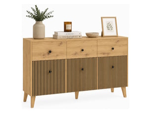 Buffet 3 porte(s)  3 tiroir(s) DMORA Lepa - 135 cm coloris marron 