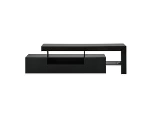 Meuble tv noir brillant avec led, 3 portes, niches, pour téléviseur jusqu’à 85 pouces, noir