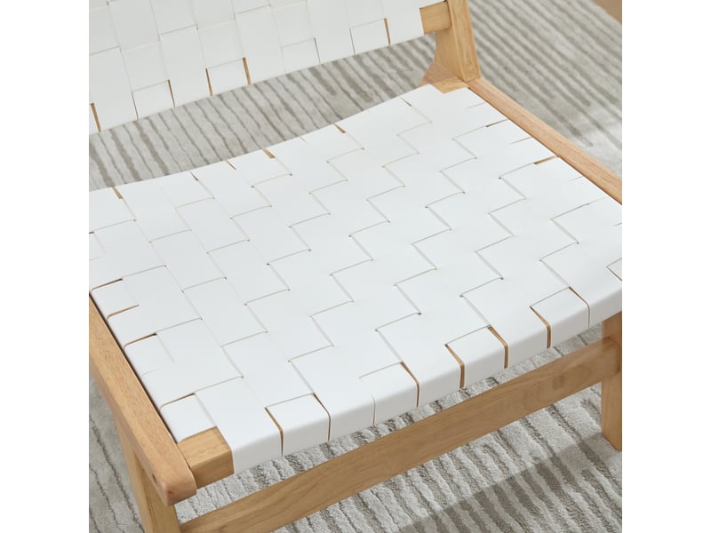  Chaise d'appoint 71x66x72 cm en pu avec structure en bois pour intérieur et extérieur blanc chicfurn  - Conforama E