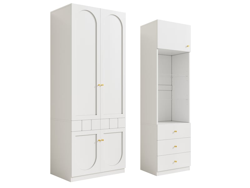 Armoire de chambre blanche - ensemble armoire + vitrine - dimensions 80×50×200 cm et 50×40×180 cm - blanc laqué 80x50x200cm - Conforama C