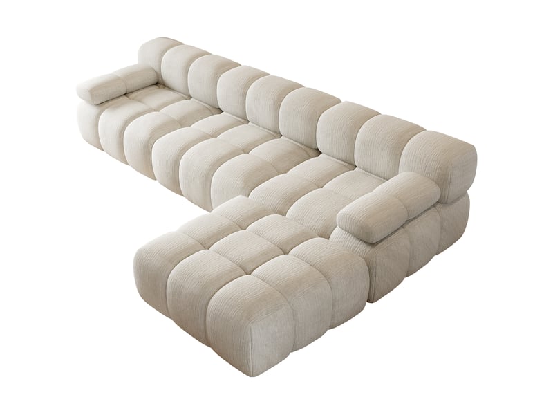  Canapé d’angle droit 4 places 300x200x68 cm en tissu chenille blanc  - Conforama A