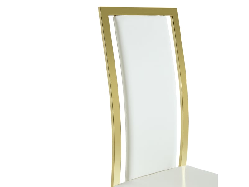  Chaises de salle à manger lot de 2 44.00×42.70×109.00 cm en métal et pu blanc et doré chicfurn  - Conforama E
