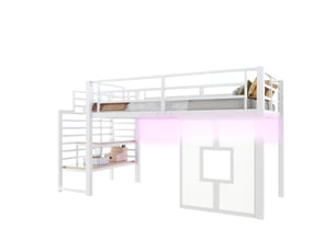 Lit mezzanine 90x200 cm <strong>HAVRYA</strong>  <strong></strong> coloris blanc